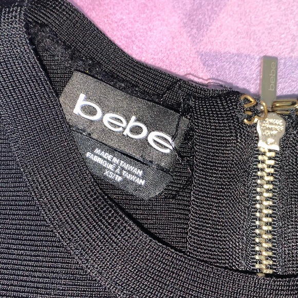 ๐ BEBE BANDAGE BLACK CUT OUT ZIPPER SHIRT - Picture 3 of 4